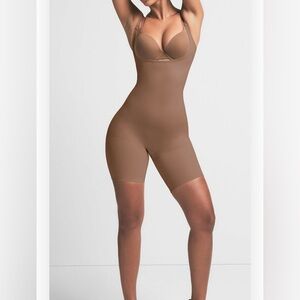 Skims Seamless Sculpt Open Bust Shortie Bodysuit Bronze